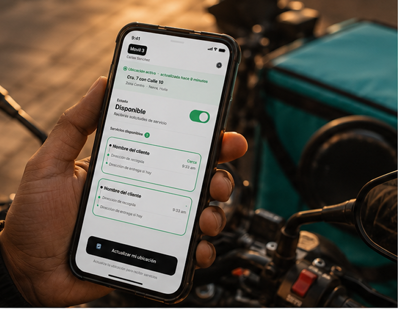 App YAAP en el móvil del domiciliario